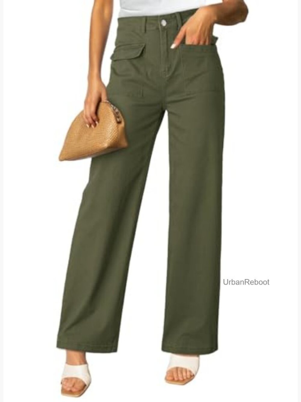 Cargo Baggy Wide Leg High Waist Casual Stretch Pants - Picture 2 of 7